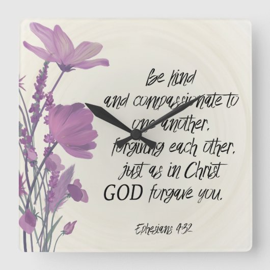 Blumenbibel auf der Mauer Quadratische Wanduhr (Vorderseite)