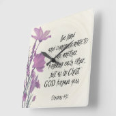 Blumenbibel auf der Mauer Quadratische Wanduhr (Winkel)