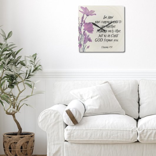 Blumenbibel auf der Mauer Quadratische Wanduhr