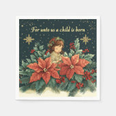 Blumenbibel Verse Weihnachtskinddekoupage Serviette (Vorderseite)