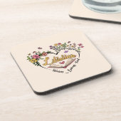 Blumenbibliothekarisches Herz Getränkeuntersetzer (Linke Seite)