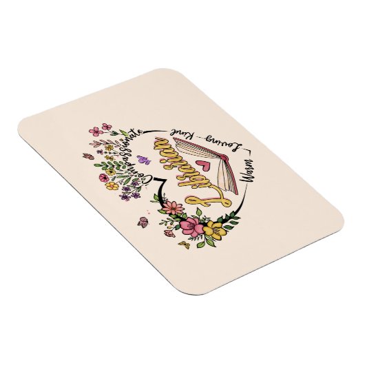 Blumenbibliothekarisches Herz Magnet (Rechte Seite)