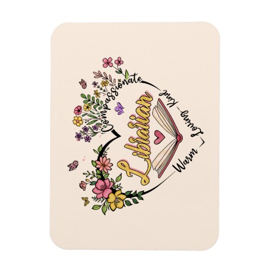 Blumenbibliothekarisches Herz Magnet (Vertikal)