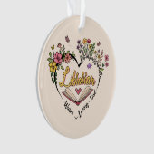 Blumenbibliothekarisches Herz Ornament (Vorderseite)