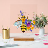 Blumenbiene mit Wildpflanzen Acrylschild (Hochzeit)