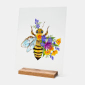 Blumenbiene mit Wildpflanzen Acrylschild (Winkel)