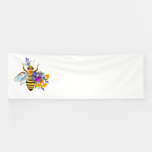 Blumenbiene mit Wildpflanzen Banner