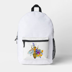 Blumenbiene mit Wildpflanzen Bedruckter Rucksack