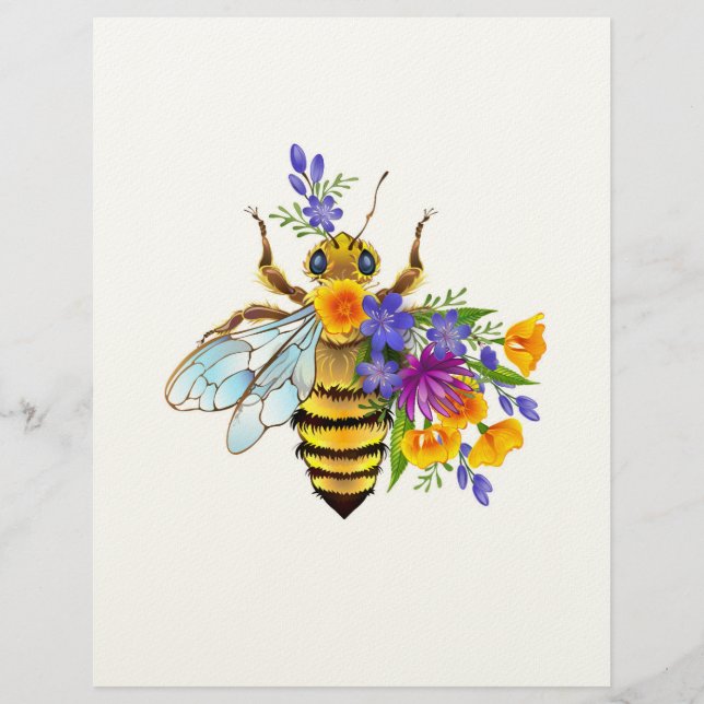 Blumenbiene mit Wildpflanzen Briefbogen (Vorderseite)