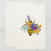Blumenbiene mit Wildpflanzen Briefpapier (Vorne/Hinten)