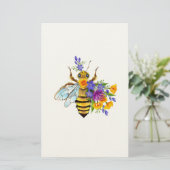 Blumenbiene mit Wildpflanzen Briefpapier (Stehend Vorderseite)