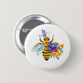 Blumenbiene mit Wildpflanzen Button (Vorne & Hinten)