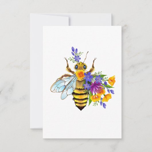 Blumenbiene mit Wildpflanzen Dankeskarte (Vorderseite)