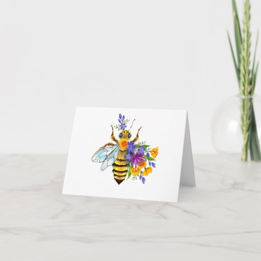 Blumenbiene mit Wildpflanzen Dankeskarte (Vorderseite)