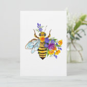 Blumenbiene mit Wildpflanzen Einladung (Stehend Vorderseite)