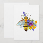 Blumenbiene mit Wildpflanzen Einladung (Vorne/Hinten)