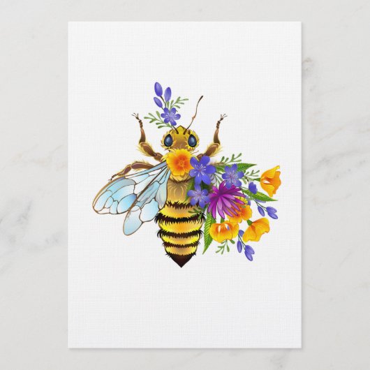 Blumenbiene mit Wildpflanzen Einladung (Vorderseite)