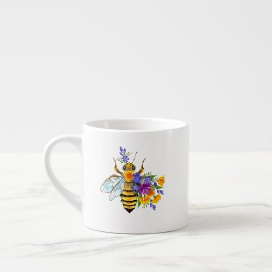 Blumenbiene mit Wildpflanzen Espressotasse (Links)
