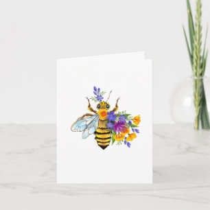 Blumenbiene mit Wildpflanzen Feiertagskarte