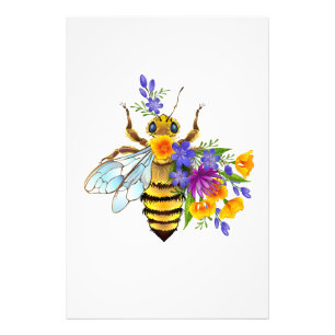 Blumenbiene mit Wildpflanzen Fotodruck