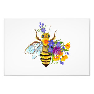 Blumenbiene mit Wildpflanzen Fotodruck