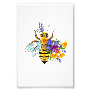 Blumenbiene mit Wildpflanzen Fotodruck