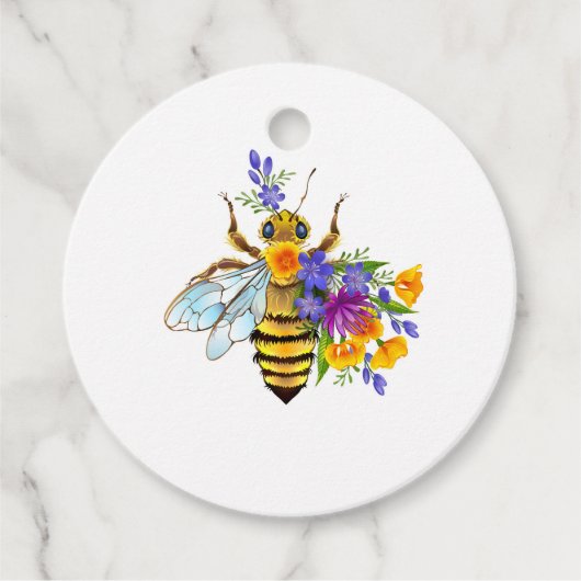 Blumenbiene mit Wildpflanzen Geschenkanhänger (Vorderseite)
