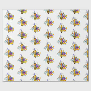 Blumenbiene mit Wildpflanzen Geschenkpapier