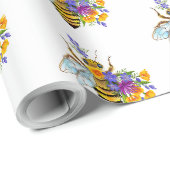 Blumenbiene mit Wildpflanzen Geschenkpapier (Rolleneckpunkt)