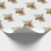 Blumenbiene mit Wildpflanzen Geschenkpapier (Ecke)