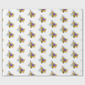 Blumenbiene mit Wildpflanzen Geschenkpapier (Flach)