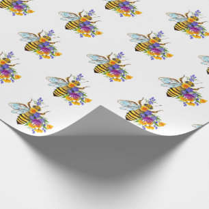 Blumenbiene mit Wildpflanzen Geschenkpapier
