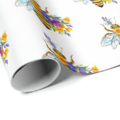 Blumenbiene mit Wildpflanzen Geschenkpapier (Rolleneckpunkt)