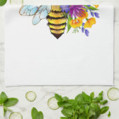 Blumenbiene mit Wildpflanzen Geschirrtuch (Gefaltet)