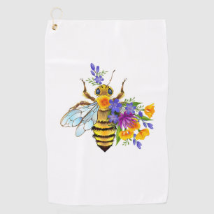 Blumenbiene mit Wildpflanzen Golfhandtuch