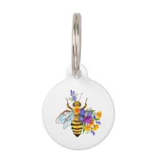 Blumenbiene mit Wildpflanzen Haustiermarke
