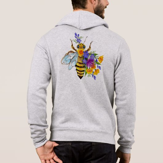 Blumenbiene mit Wildpflanzen Hoodie (Rückseite)