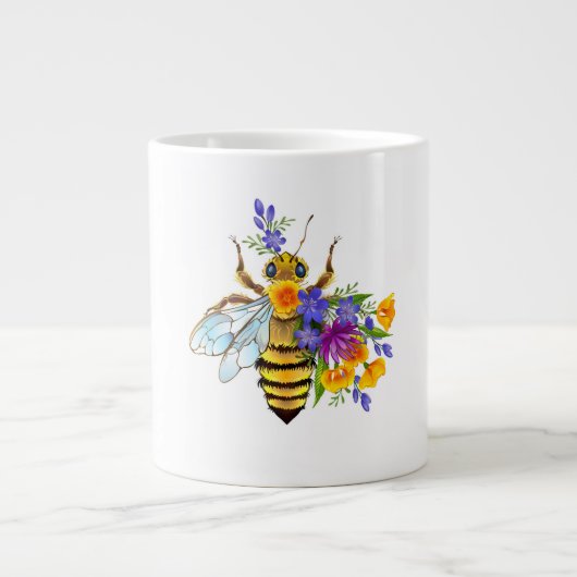 Blumenbiene mit Wildpflanzen Jumbo-Tasse (Vorderseite)