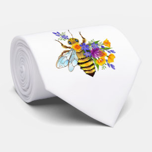 Blumenbiene mit Wildpflanzen Krawatte
