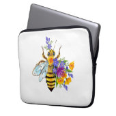 Blumenbiene mit Wildpflanzen Laptopschutzhülle (Vorderseite Links)