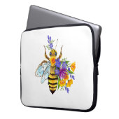 Blumenbiene mit Wildpflanzen Laptopschutzhülle (Vorderseite Links)