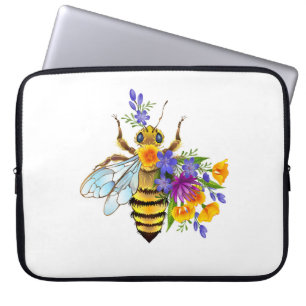 Blumenbiene mit Wildpflanzen Laptopschutzhülle