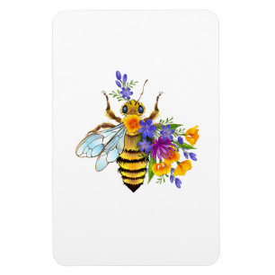 Blumenbiene mit Wildpflanzen Magnet