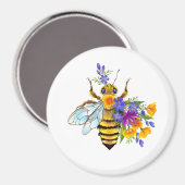 Blumenbiene mit Wildpflanzen Magnet (Vorderseite/Rückseite)