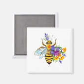Blumenbiene mit Wildpflanzen Magnet (Vorderseite/Rückseite)