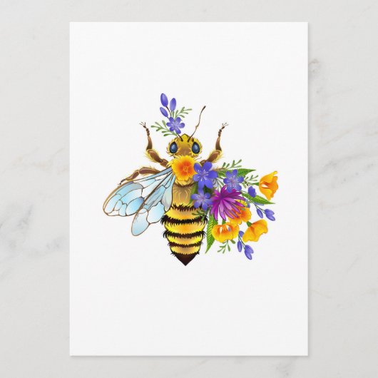Blumenbiene mit Wildpflanzen Menükarte (Vorderseite)