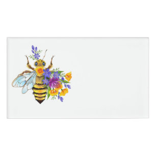 Blumenbiene mit Wildpflanzen Namenschild