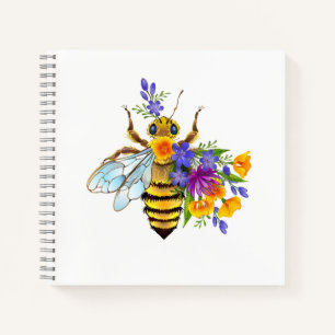 Blumenbiene mit Wildpflanzen Notizblock