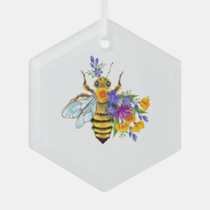 Blumenbiene mit Wildpflanzen Ornament Aus Glas