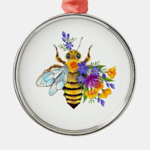 Blumenbiene mit Wildpflanzen Ornament Aus Metall